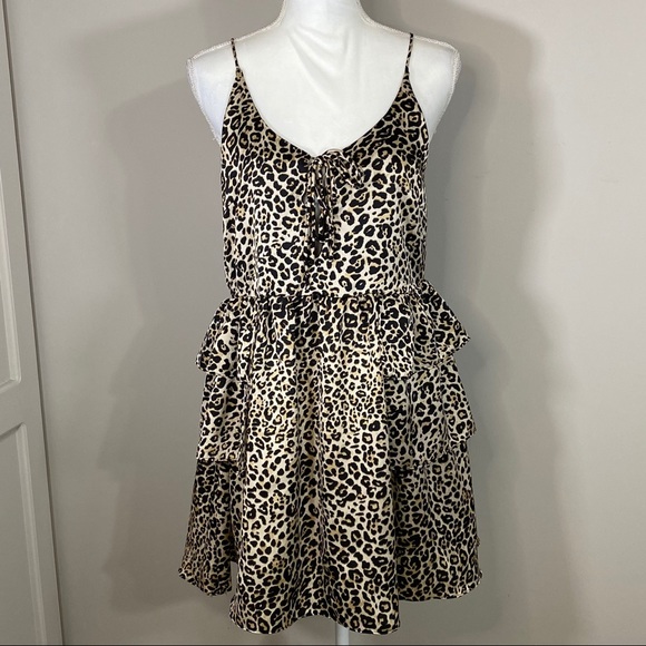 TCEC Spaghetti Strap Leopard Print Mini Dress - Picture 1 of 10
